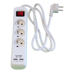 Bloc 3 prises + 2 USB avec interrupteur marche / arrêt