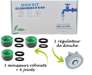 kit économie d’eau : 3 robinets + 1 douche + votre logo