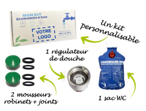 Kit économie d'eau 2 robinets 1 bague douche et 1 sac WC